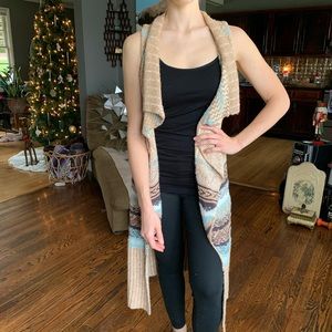 Anthropologie long aztec knitted long vest top.